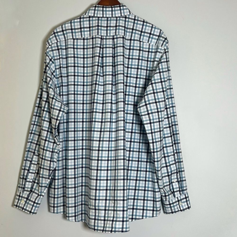 Lands' End Men’s Blue Plaid Long Sleeve Button-Down Shirt Traditional Fit - Picture 2 of 4
